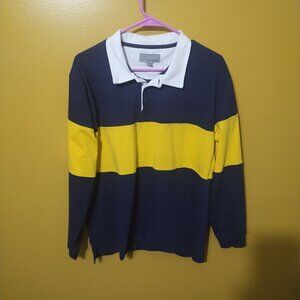 Grey Threads Long Sleeve Striped Cotton Blend Rugby Shirt M Preppy Collegiate